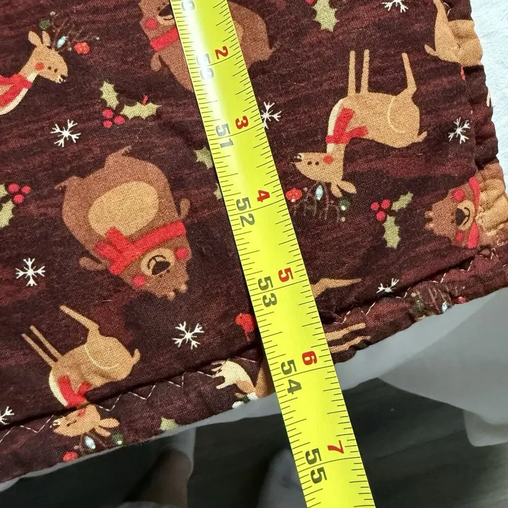 Handmade Christmas Quilt Throw Patchwork Red Green Reindeer Holiday Decor
